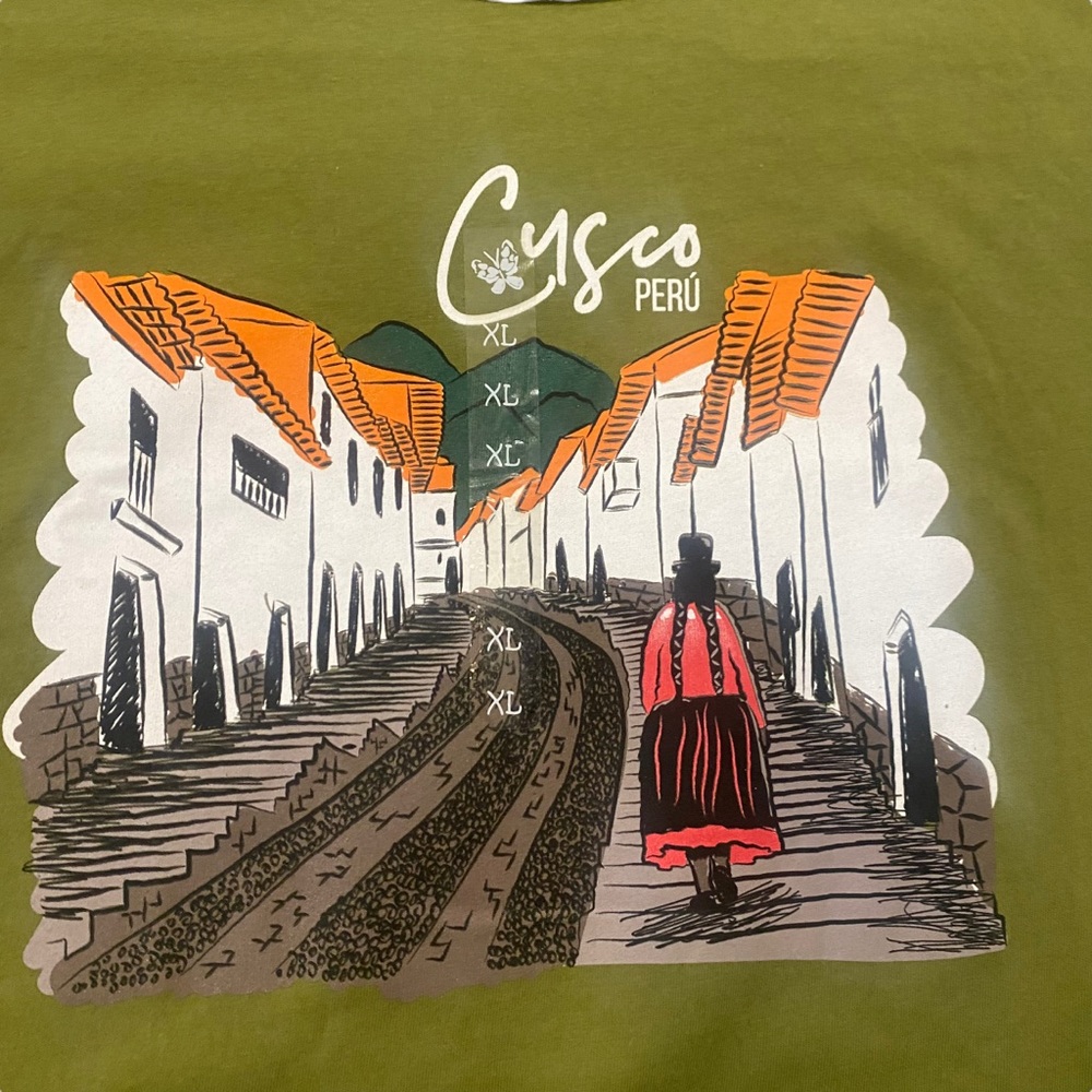 NWT XL Cuzco 100% Peruvian Cotton Olive Green Short Sleeve T-Shirt Scoop Neck - Picture 4 of 8